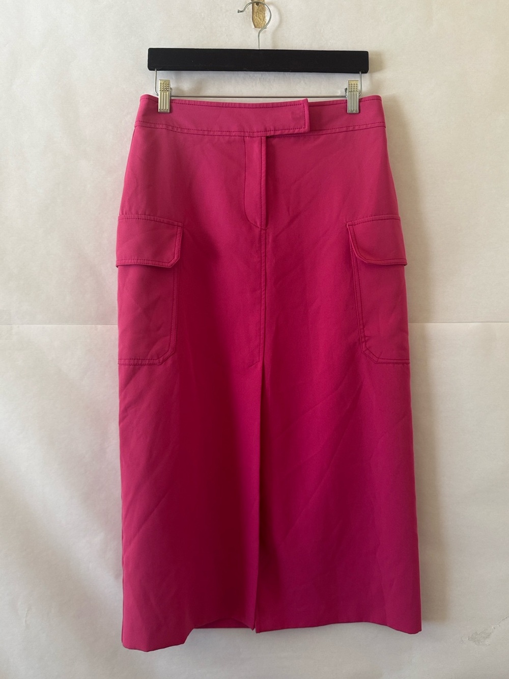 Topshop Cargo Midi Maxi Skirt Size 8 Hot Pink Statement Pockets Utility Barbie